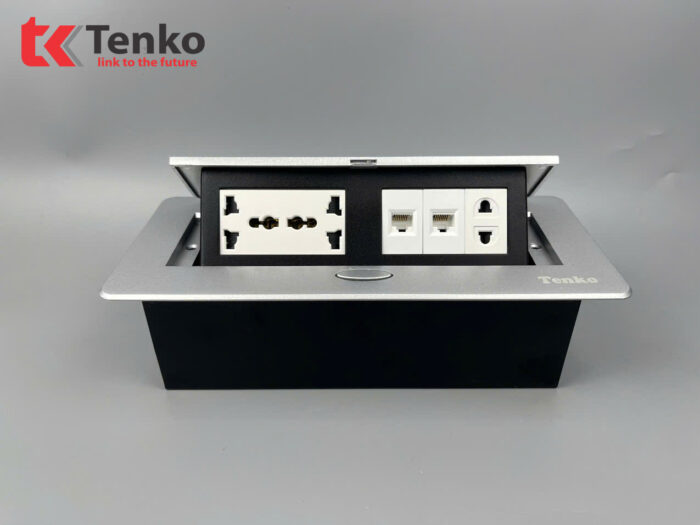 ổ cắm âm bàn TENKO TK-AS06DN màu bạc