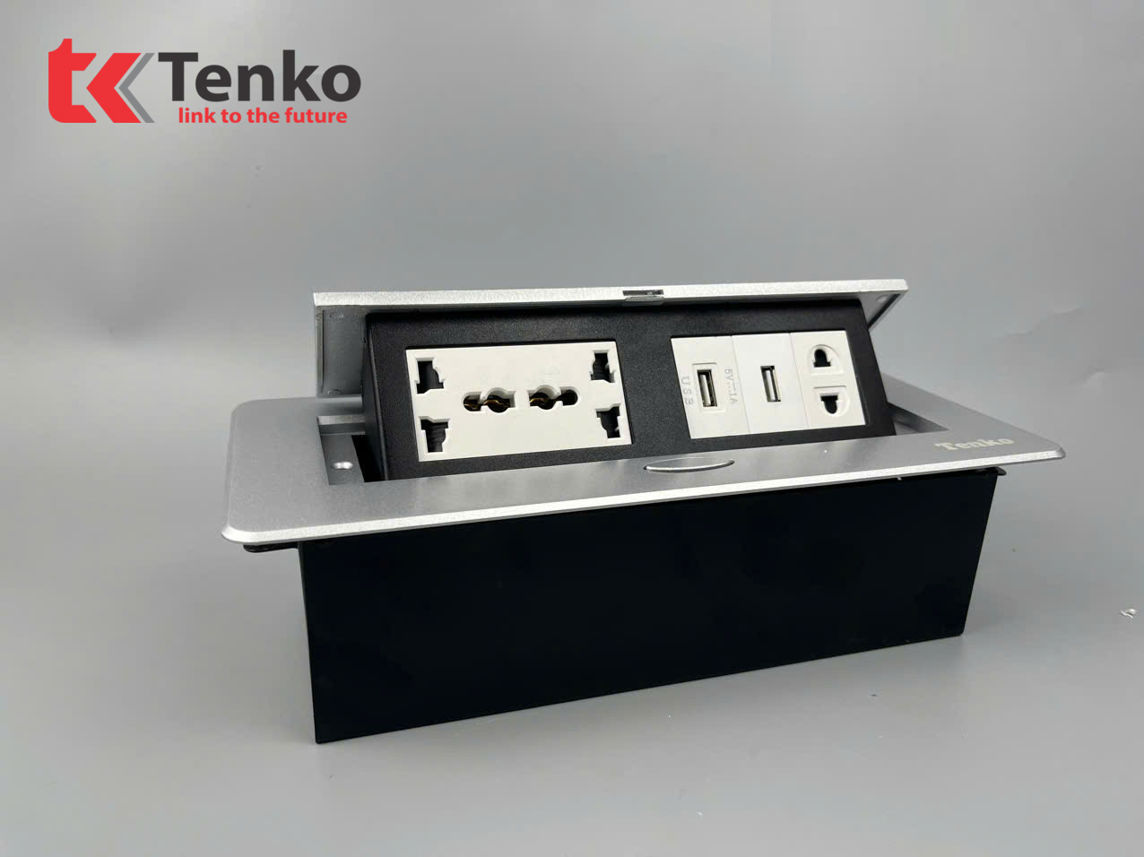 ổ cắm âm bàn TENKO TK-AS06DN màu bạc