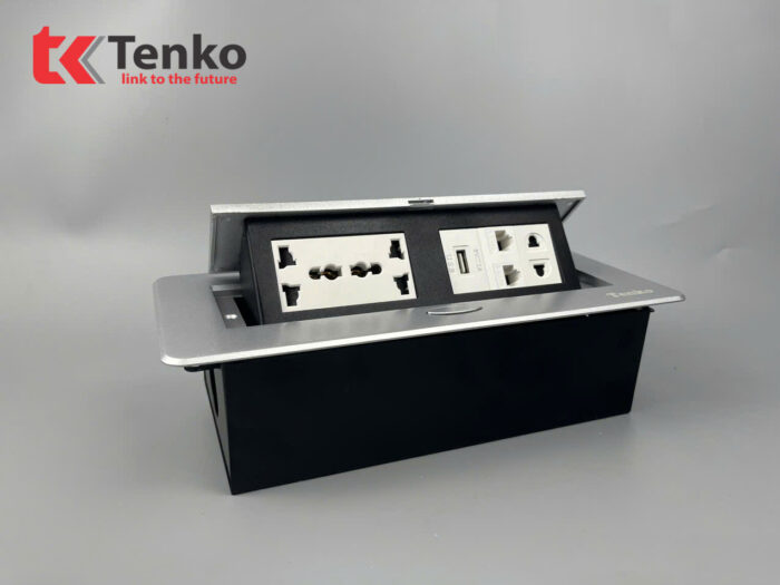 ổ cắm âm bàn TENKO TK-AS06DN màu bạc