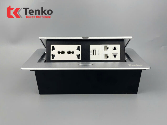 ổ cắm âm bàn TENKO TK-AS06DN màu bạc