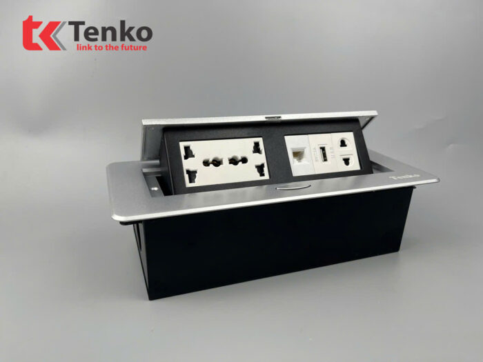 ổ cắm âm bàn TENKO TK-AS06DN màu bạc