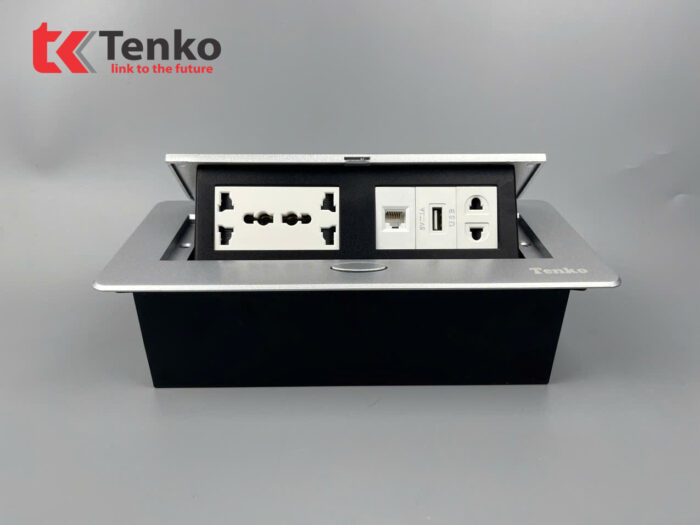 ổ cắm âm bàn TENKO TK-AS06DN màu bạc