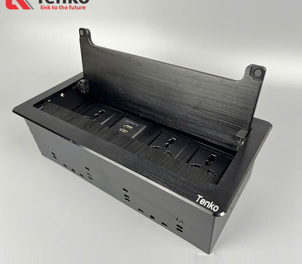 Ổ Cắm Âm Bàn Hợp Kim Nhôm Tenko TK-D4S-02 Đen