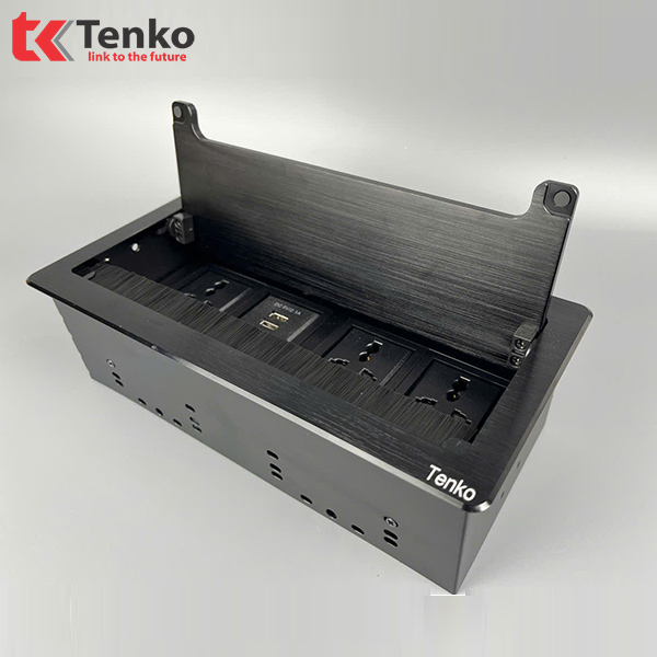 Ổ Cắm Âm Bàn Hợp Kim Nhôm Tenko TK-D4S-02 Đen