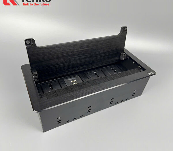 Ổ Cắm Âm Bàn Hợp Kim Nhôm Tenko TK-D4S-02 Đen