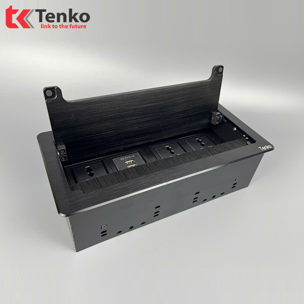 Ổ Cắm Âm Bàn Hợp Kim Nhôm Tenko TK-D4S-02 Đen
