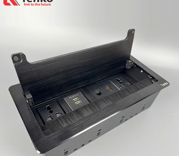 Ổ Cắm Âm Bàn HDMI + LAN + USB Hợp Kim Nhôm Tenko TK-D4S-03 Đen