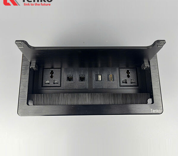 Ổ Cắm Âm Bàn USB Dữ Liệu + HDMI + LAN Hợp Kim Nhôm Tenko TK-D4S-04 Đen