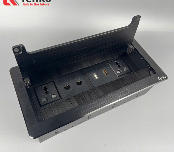 Ổ Cắm Âm Bàn USB Dữ Liệu + HDMI + LAN Hợp Kim Nhôm Tenko TK-D4S-04 Đen