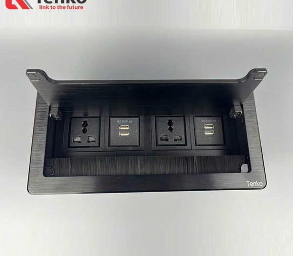 Ổ Cắm Âm Bàn USB Sạc Hợp Kim Nhôm Tenko TK-D4S-05 Đen