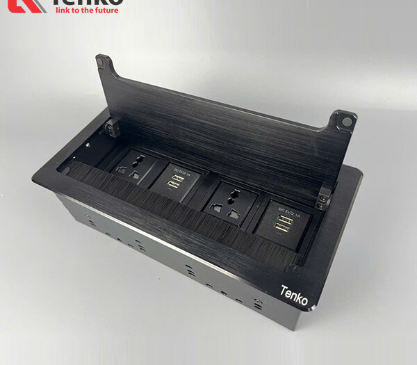 Ổ Cắm Âm Bàn USB Sạc Hợp Kim Nhôm Tenko TK-D4S-05 Đen