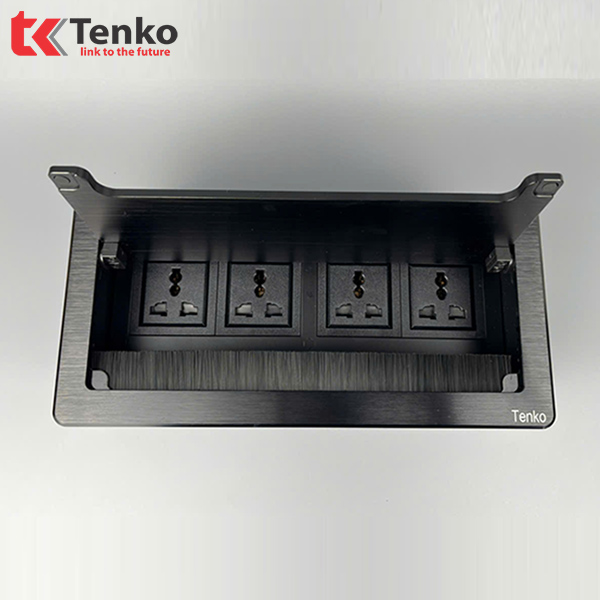 Ổ Cắm Âm Bàn Hợp Kim Nhôm Tenko TK-D4S-01 Đen