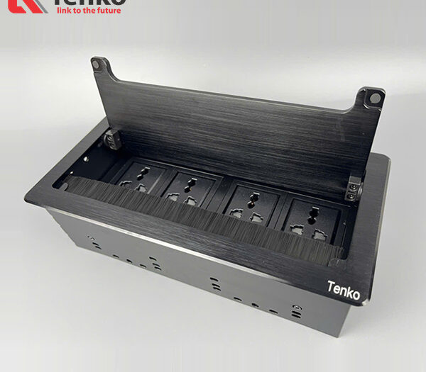 Ổ Cắm Âm Bàn Hợp Kim Nhôm Tenko TK-D4S-01 Đen
