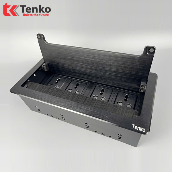 Ổ Cắm Âm Bàn Hợp Kim Nhôm Tenko TK-D4S-01 Đen