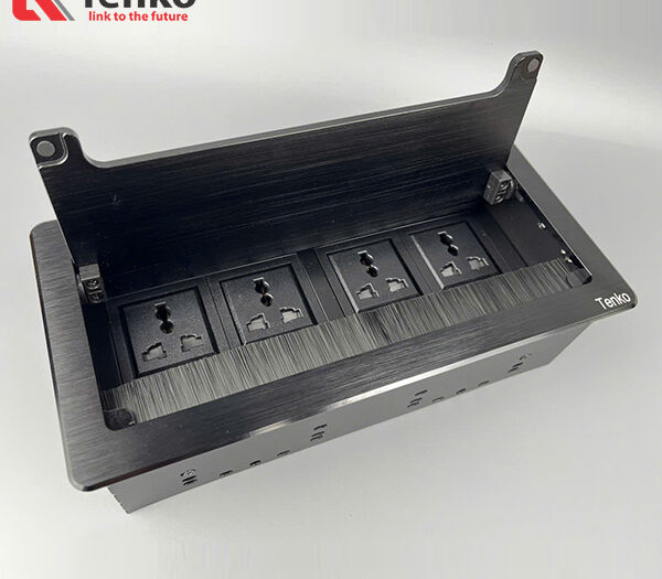 Ổ Cắm Âm Bàn Hợp Kim Nhôm Tenko TK-D4S-01 Đen