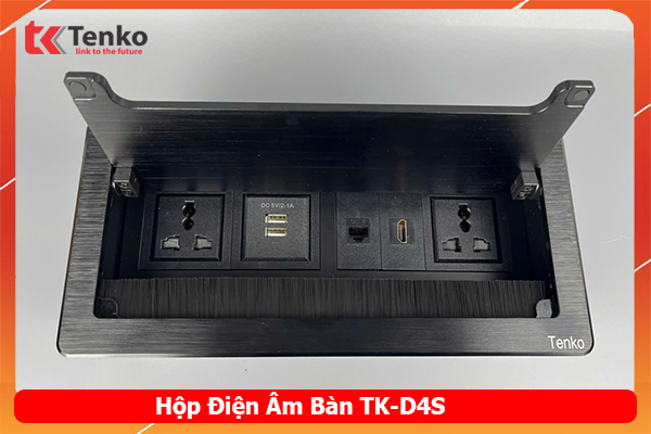 Ổ Cắm Âm Bàn HDMI + LAN + USB Hợp Kim Nhôm Tenko TK-D4S-03 Đen