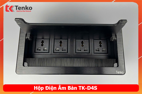 Ổ Cắm Âm Bàn Hợp Kim Nhôm Tenko TK-D4S-01 Đen