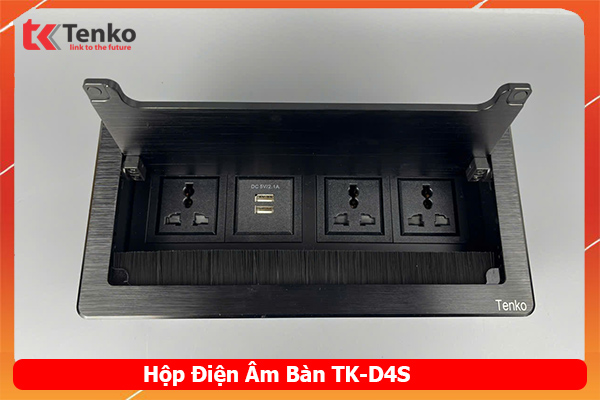 Ổ Cắm Âm Bàn Hợp Kim Nhôm Tenko TK-D4S-02 Đen