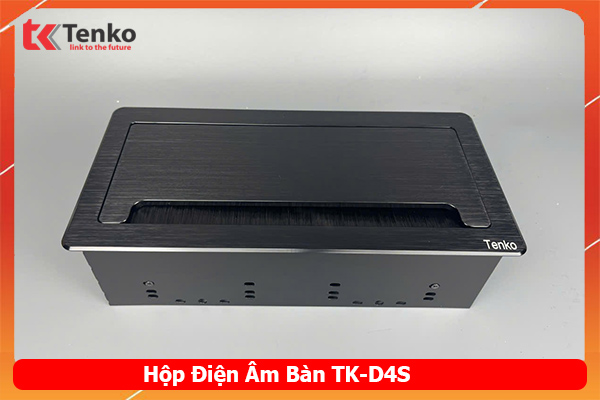 Hộp Ổ Cắm Âm Bàn Hợp Kim Nhôm Tenko TK-D4S Đen